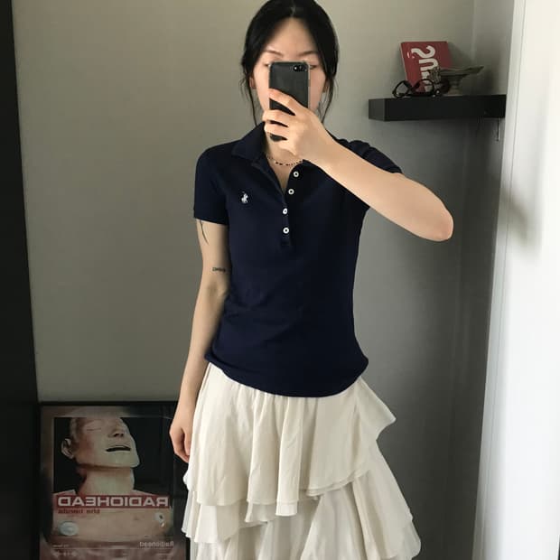 폴로 랄프로렌 스포츠 여성라인 포니 로고 네이비 카라티