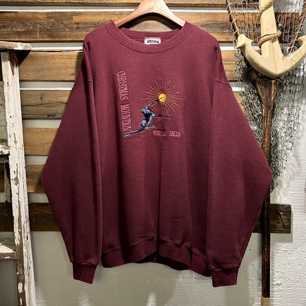 [L]90's Lee Made in USA 마운틴 스키 버건디 스웻셔츠