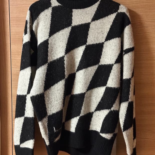 비전 스트릿 웨어 체커 니트 블랙화이트