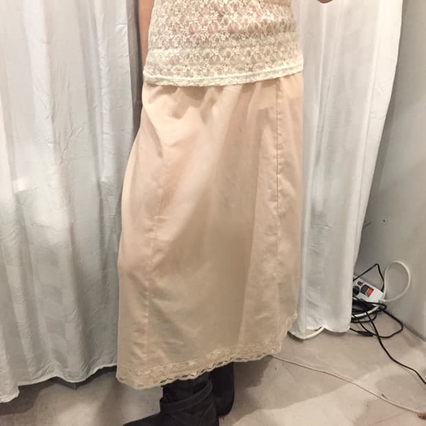 Vintage 갸루 란제리 레이스 슬립 맥시스커트