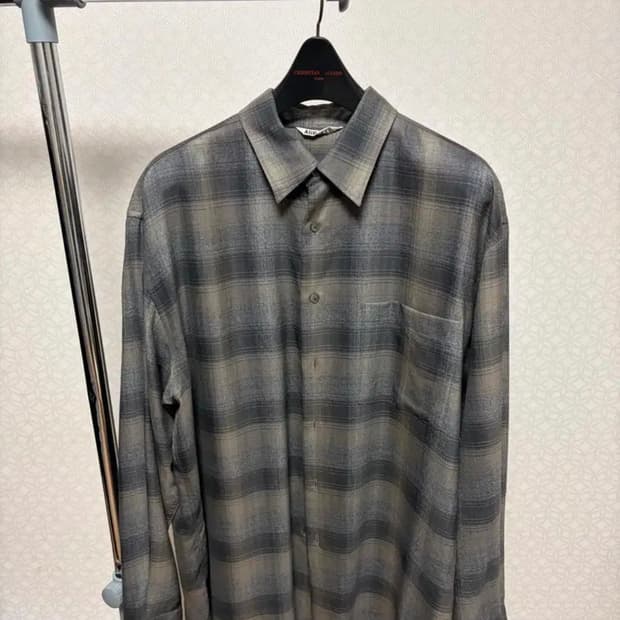 오라리 24aw 체크셔츠 차콜그레이 4사이즈