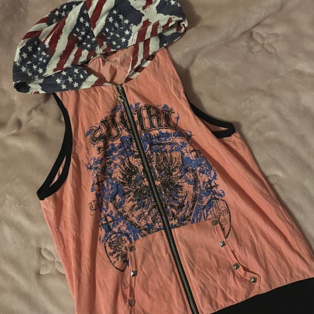 빈티지 y2k 스컬 펑크 후드 집업