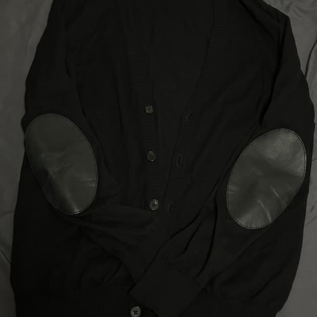 마르지엘라 엘보패치 가디건 레더