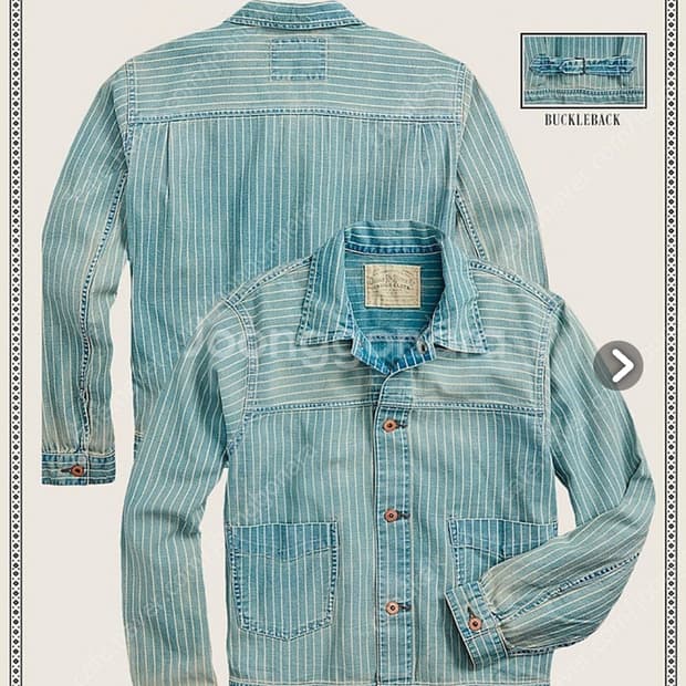 XL,105) rrl 인디고 스트라이프 데님자켓(허친스 엔지니어 자켓)