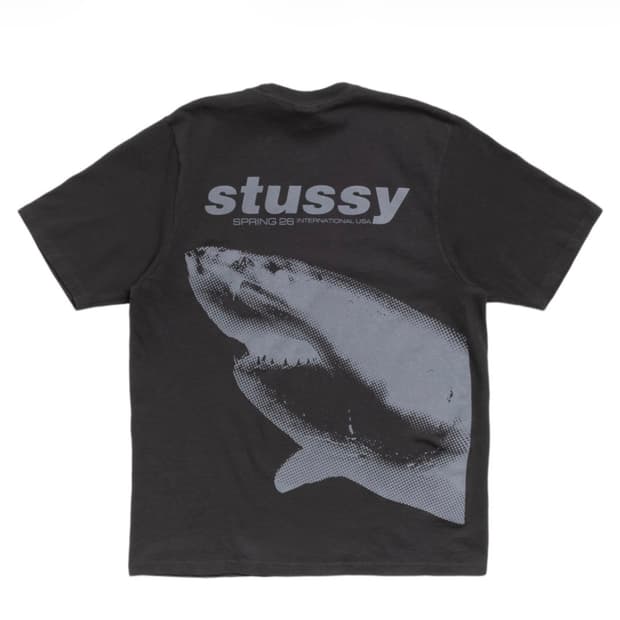 스투시 샤크 피그먼트 다이드 티셔츠 페이디드 블랙