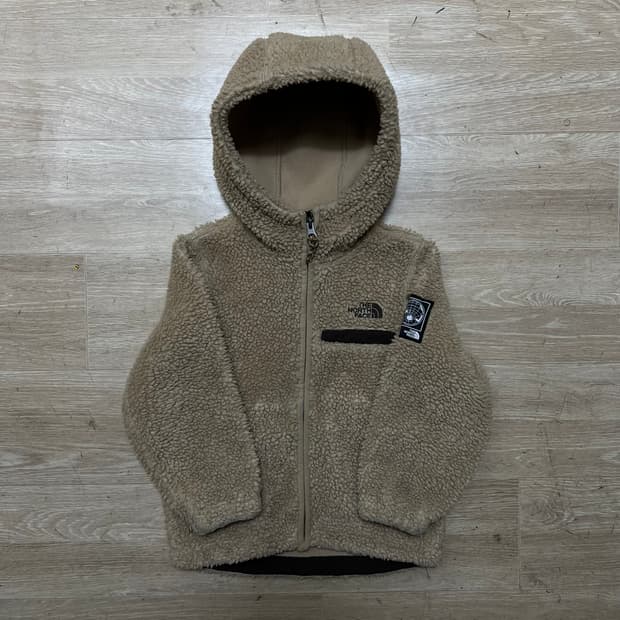 노스페이스 키즈 후드 뽀글이 후리스 후드자켓 [베이지] 110