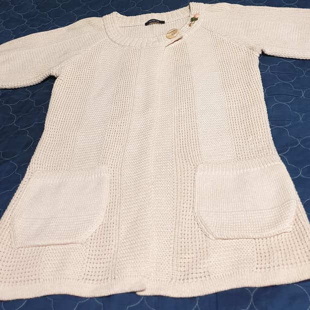 케네스레이디 넥버튼 브로치 가디건 살구 (S)