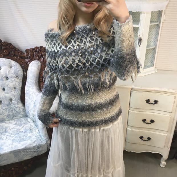 빈티지 히피페어리 그런지 글리터 니트