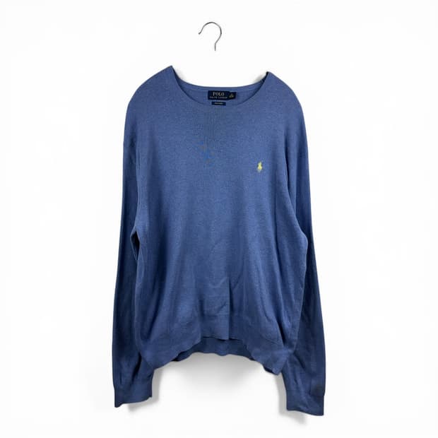 (XL) 폴로 랄프로렌 피마코튼 라운드 니트 스카이블루