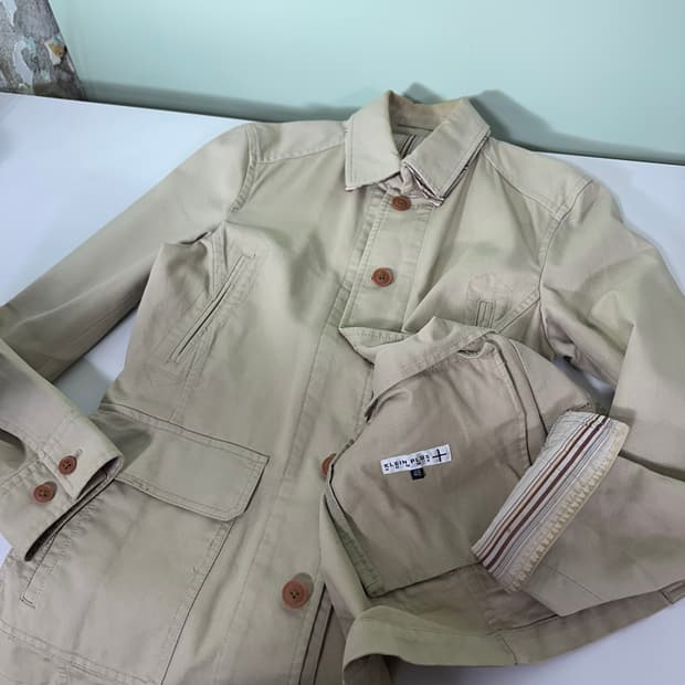 S 95 KLEIN PLUS HOMME 베이지 레이어드카라 코튼 워크자켓