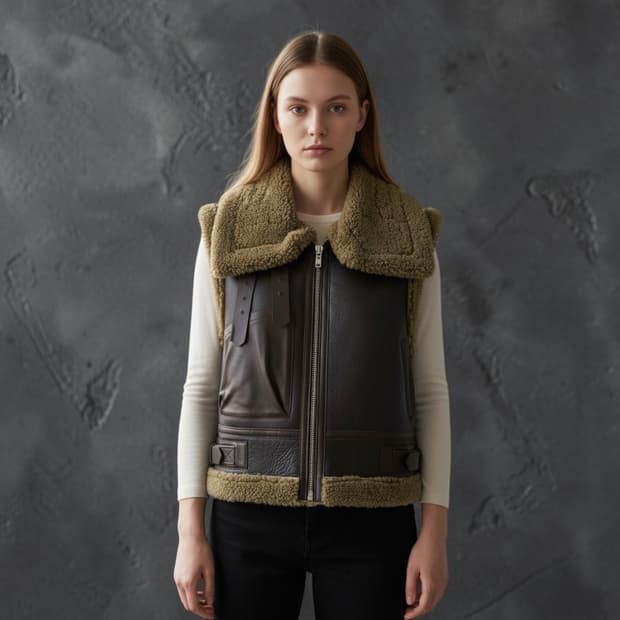 2/ 산드로 무스탕 레더 베스트 자켓