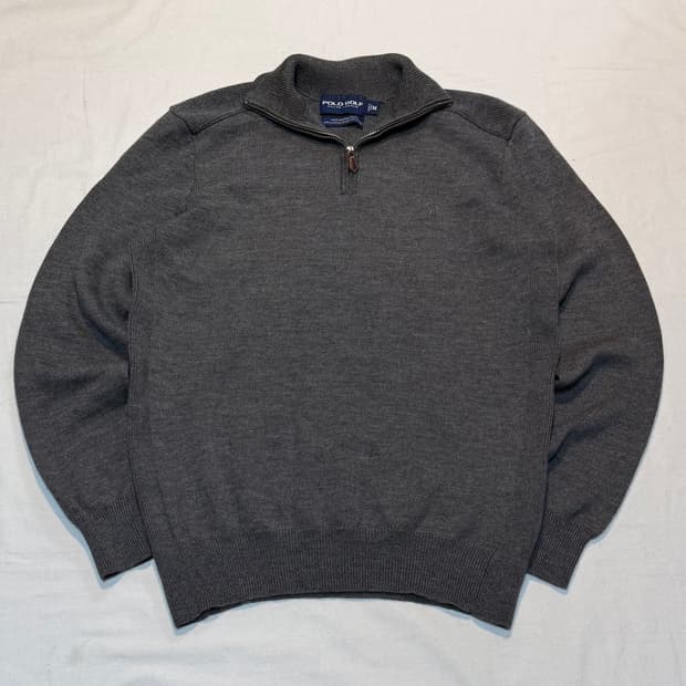 폴로 랄프로렌 반집업 울 니트 그레이