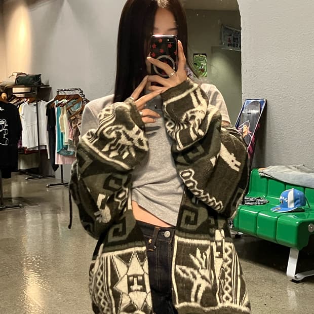 알파카 니트 집업