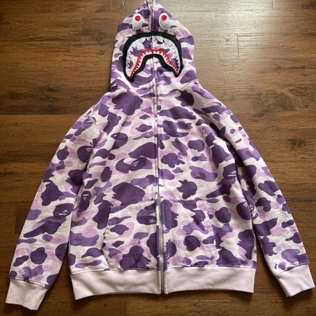 베이프 퍼플카모 샤크후드 새상품