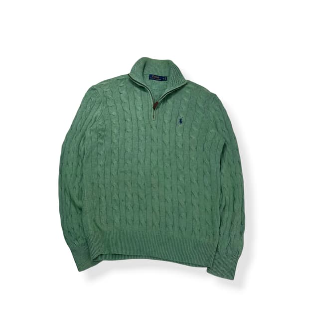 100 폴로 랄프로렌 꽈배기 반집업 니트