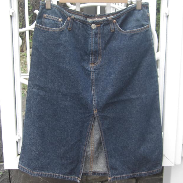 vintage denim midi skirt