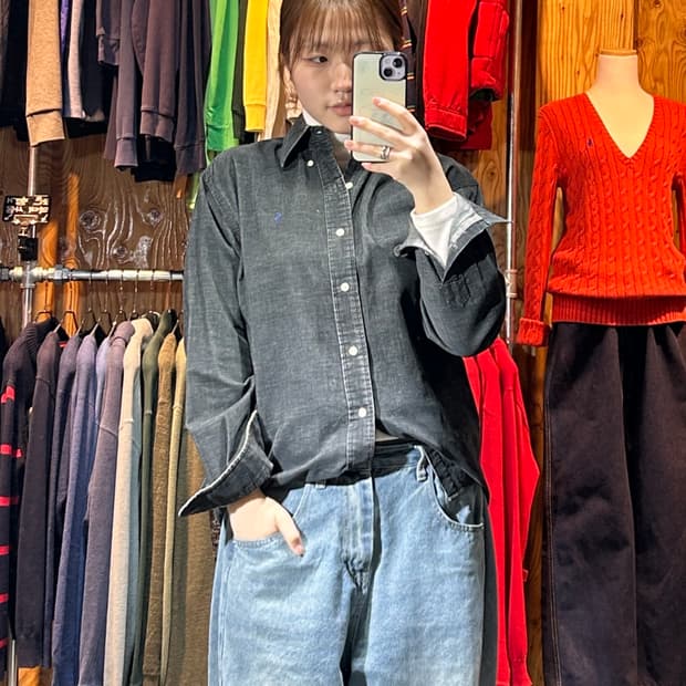 S 폴로랄프로렌 네이비 포니 블랙 코듀로이 셔츠 