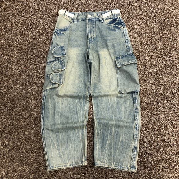 트루릴리전 월드투어 워싱 데님 카고 팬츠