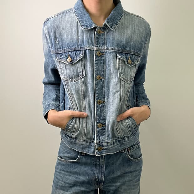 포에버 21 성조기 스터드 트러커 데님 자켓 M