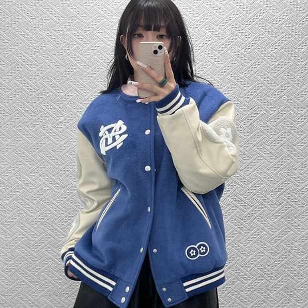 반디더핑크 X SM 엔터테이먼트 아티스트 바시티 자켓 XL C10953