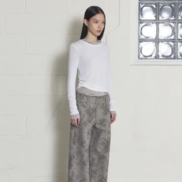 오데스 JARQUARD BELT TROUSERS - BEIGE 2