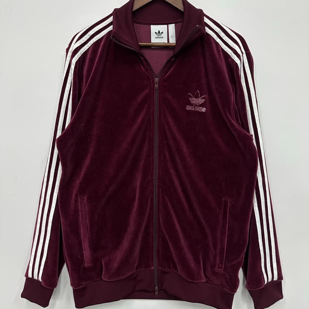 아디다스 버건디 벨벳 져지 트랙탑 