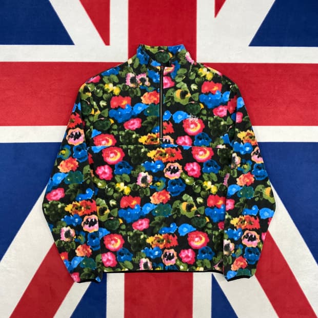 스투시 플로랄 반집업 후리스 M