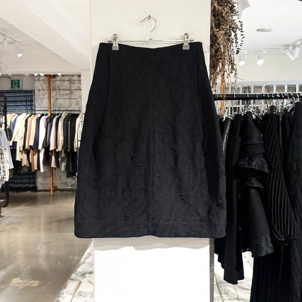 질샌더 블랙 자카드 실크 블렌드 미디 스커트