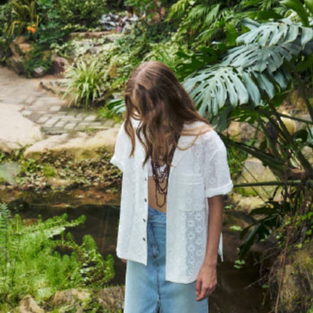 쿠메 kume lace embroidered cotton shirt