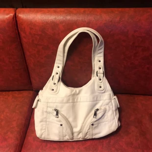 White eyelet pocket bag vintage