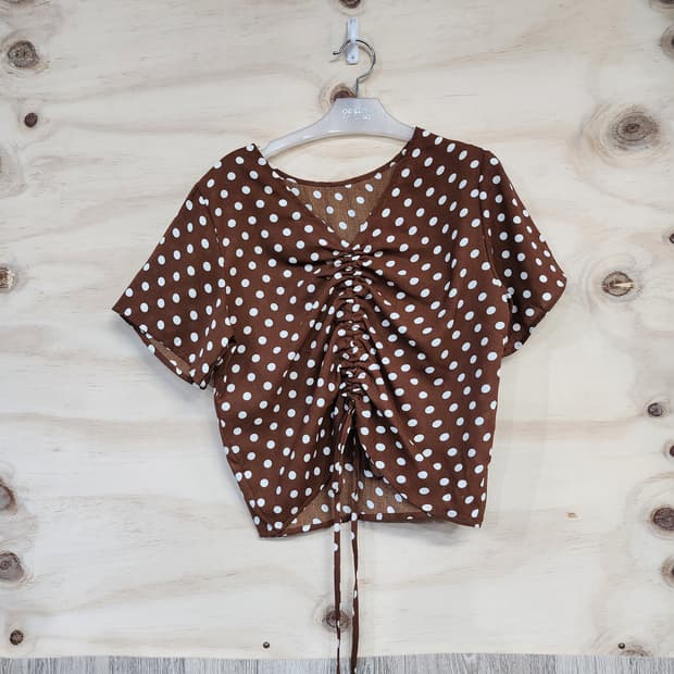 1097) 도트 셔링 블라우스