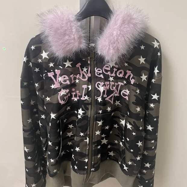 갸루 셋업 MJMT 카모 크롭 후드집업 재킷