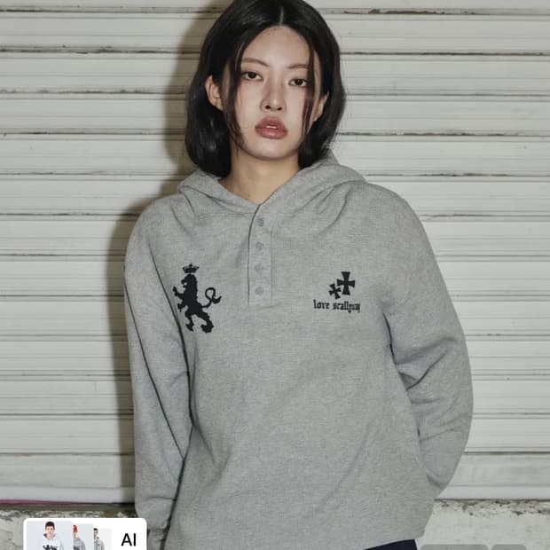 시켈리웩 와플 헨리넥 후드( 그레이 )