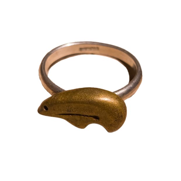 Southwest Heart Line Bear Silve Ring