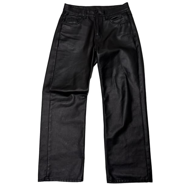 블랙 코팅 와이드 데님 팬츠