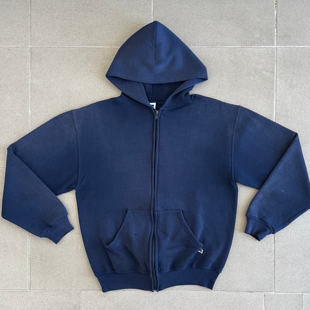 90s 빈티지 러셀 후드집업 네이비 M USA