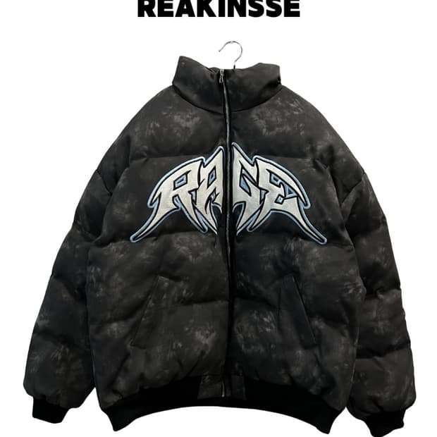 (XL) Reakinsse 오버핏 타이다이 레더 스트릿 푸퍼 패딩 자켓