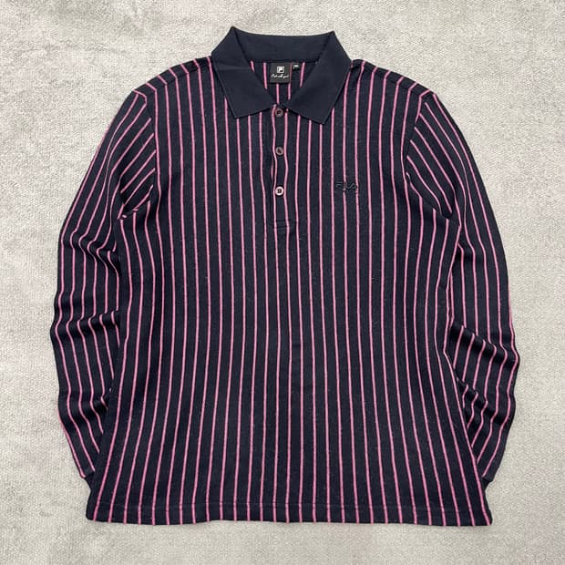 100 휠라 스트라이프 긴팔 폴로 티