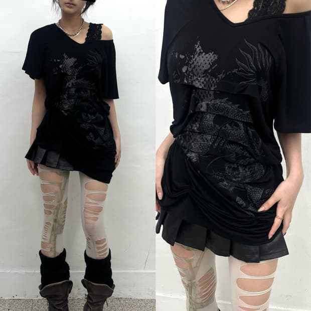 Ozz Croce oreintal shirring detail top