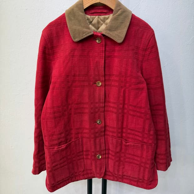 정품) 버버리 여성 코듀로이 카라 체크 자켓 XS