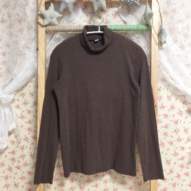 빈티지 초코 단가라 목폴라