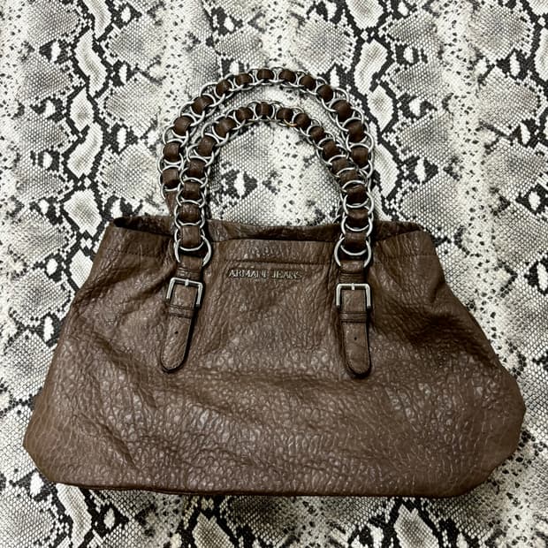 “Armani Jeans” Brown Leather Chain Bag