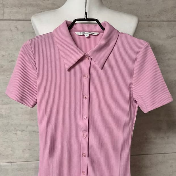마조네 Ma journee 핑크 골지 반팔 상의