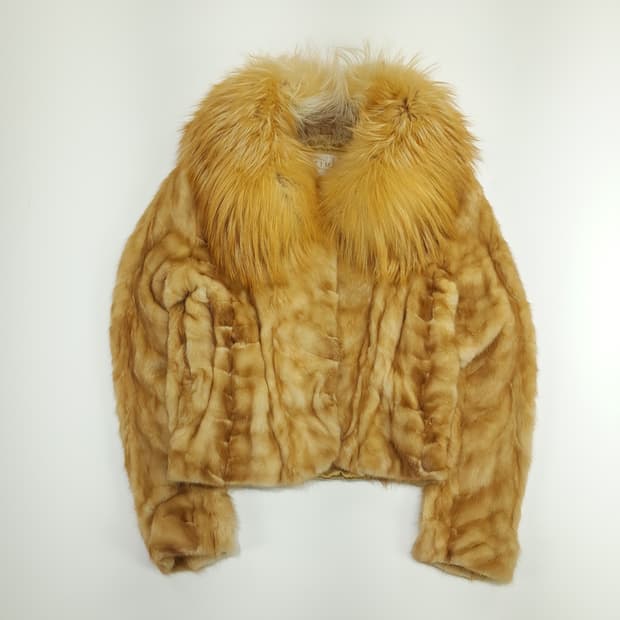 CN730W S 타임 포스트모던 폭스카라 골드 밍크 퍼 자켓