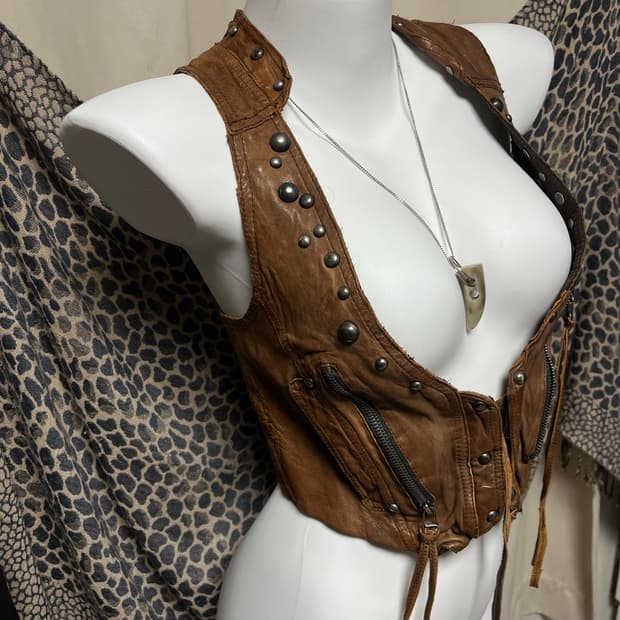 스터드 램 스킨 웨스턴 자켓