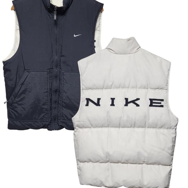 나이키 00s 빅로고 올드스쿨 양면 패딩 조끼 베스트 자켓