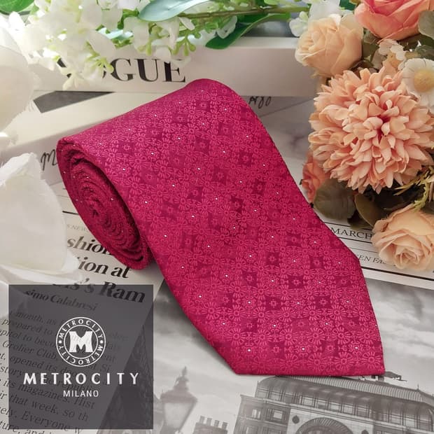 메트로시티 실크 미니 플로럴 자카드 넥타이 8.8cm A+등급 K1597