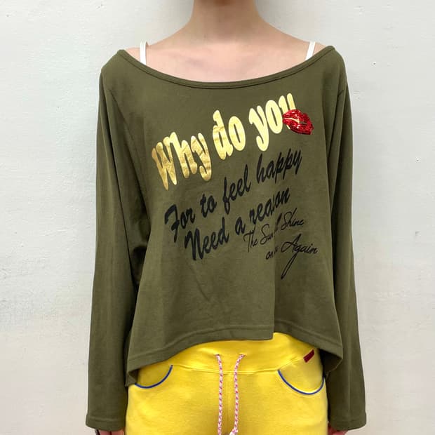 Y Do You Lip Spank Khaki Long Sleeve
