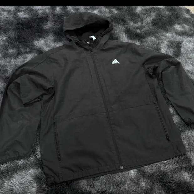 투티/0090 아디다스 바람막이 후드 블랙 스포츠