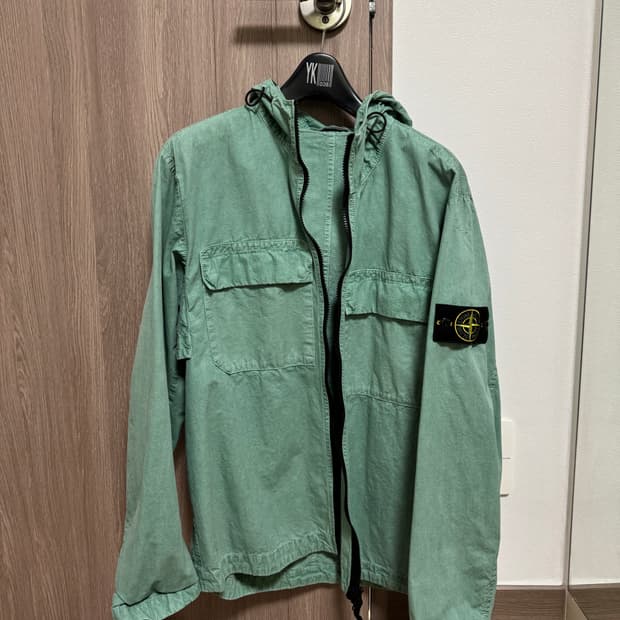 24SS 스톤아일랜드 와펜 올드이펙트 후드 자켓 라이트 그린 801510